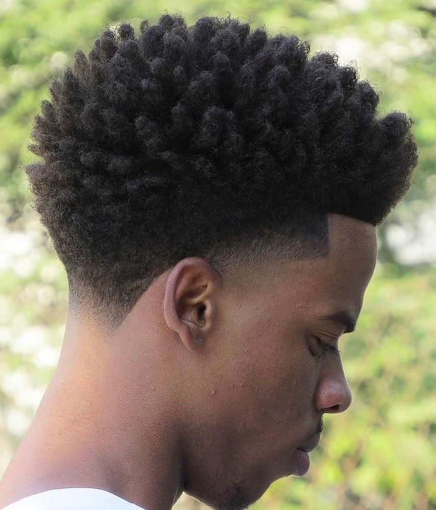 Low Taper Fade Curly Hair Black Male