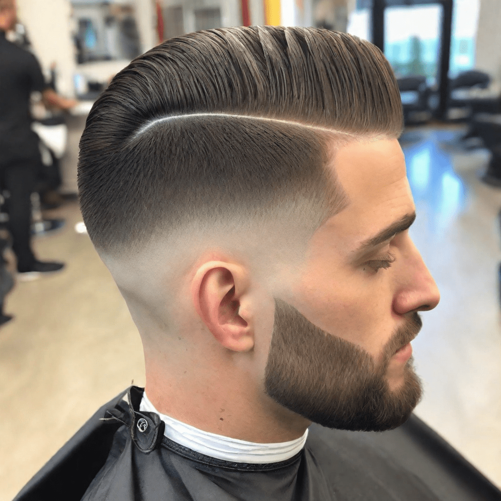 Low Fade Taper Haircut Styles with Pointy Back Hairline