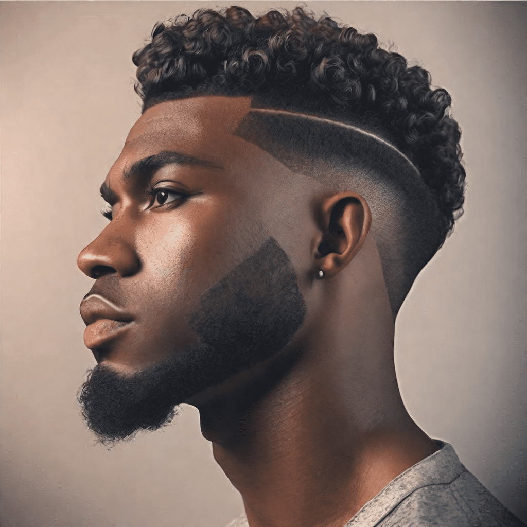 Low Taper Fade Curly Hair Black Male