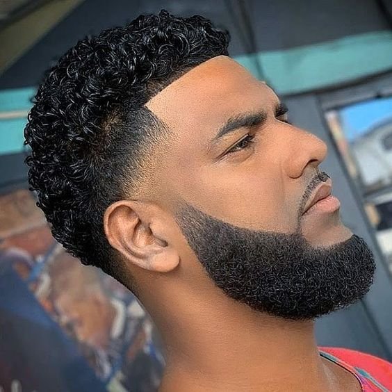 Curly Buzz Cut Low Taper Fade Full Facial Hair