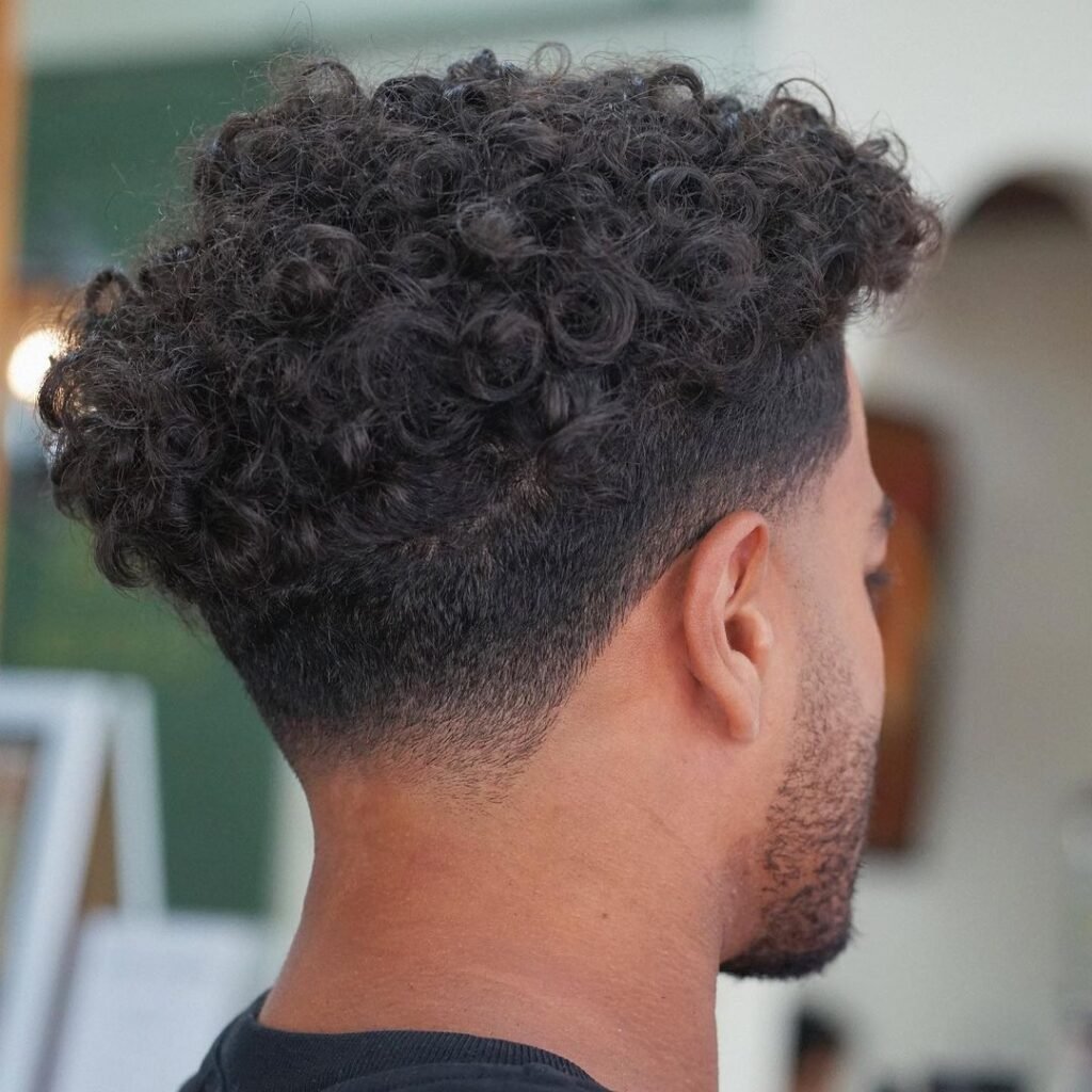 Low Taper Fade Black Curly Hair