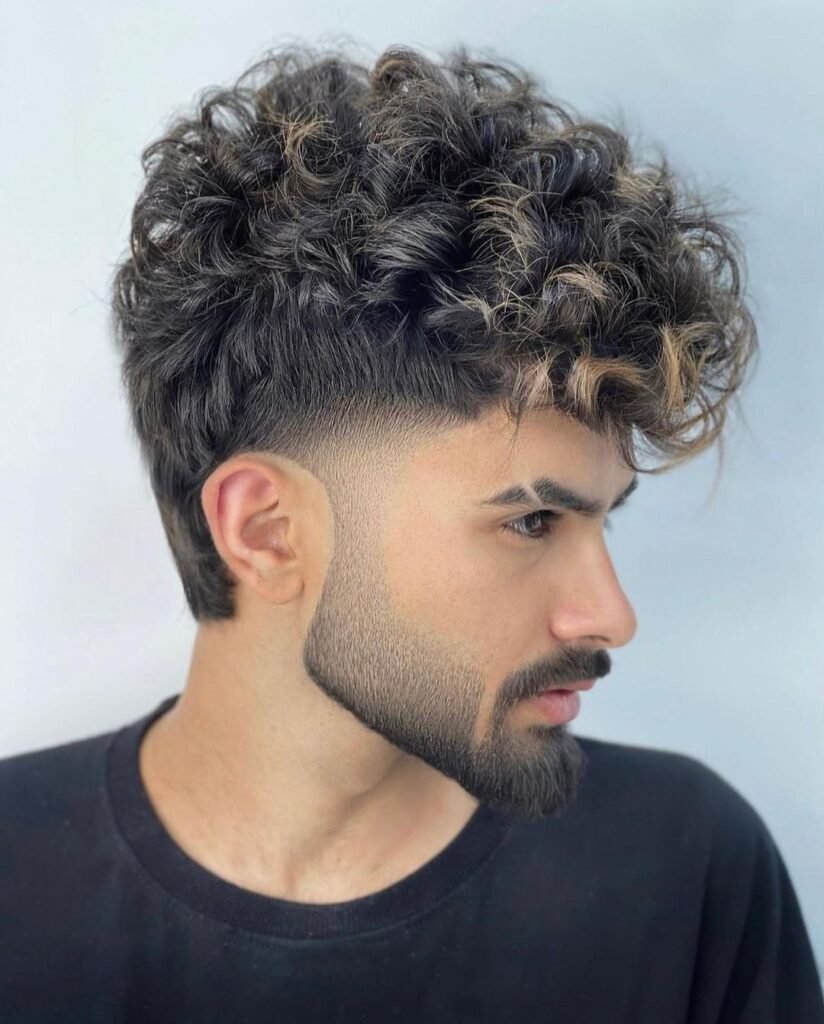 Low Taper Fade Curly Hair Men