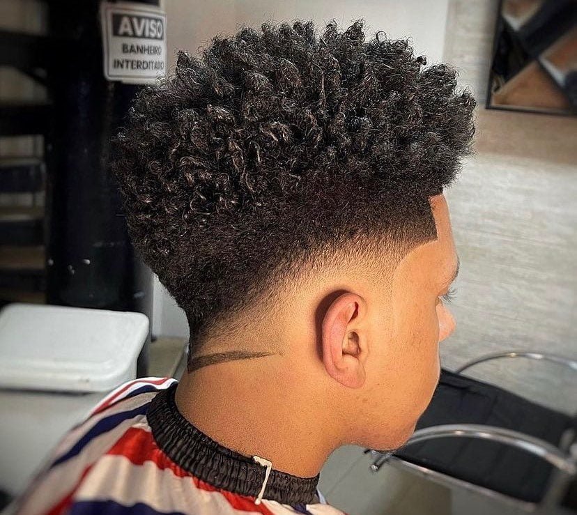 Low Taper Fade Curly Hair Black Male