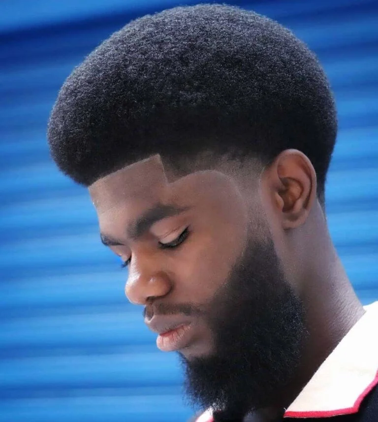 Low Fade Taper Curly Afro Beard