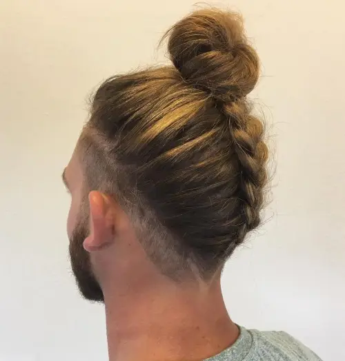 Faux Hawk Taper Fade Low Men Bun