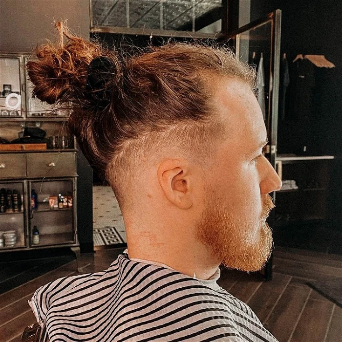 Man Bun Low Fade Haircut