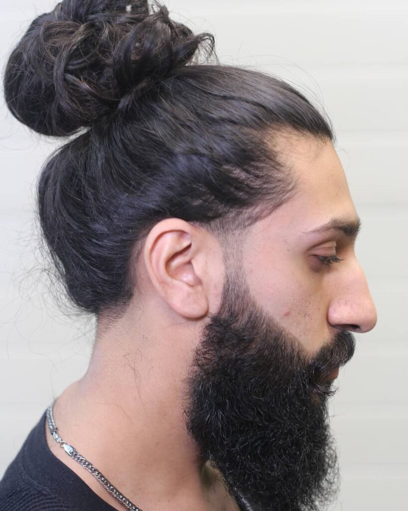 Taper Fade Low Men Bun