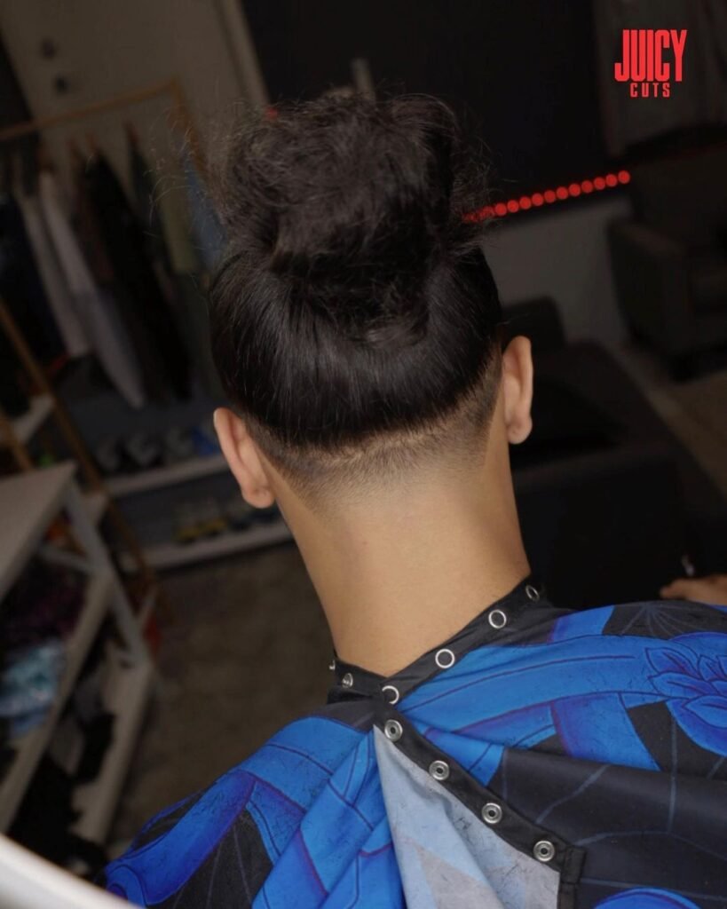 Low Burst Fade with Man Bun