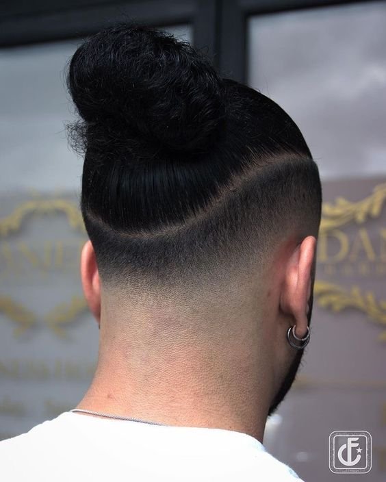 Taper Fade Low Man Bun