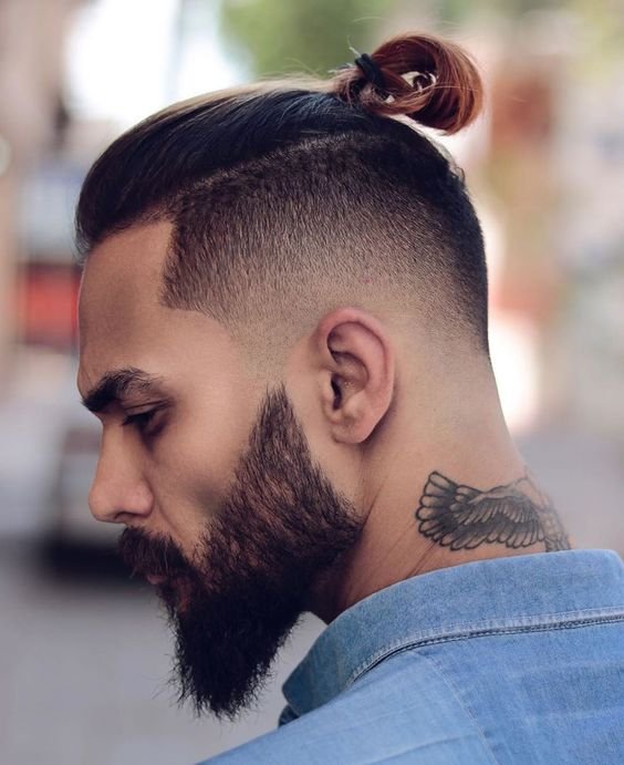 Taper Fade Low Man Bun