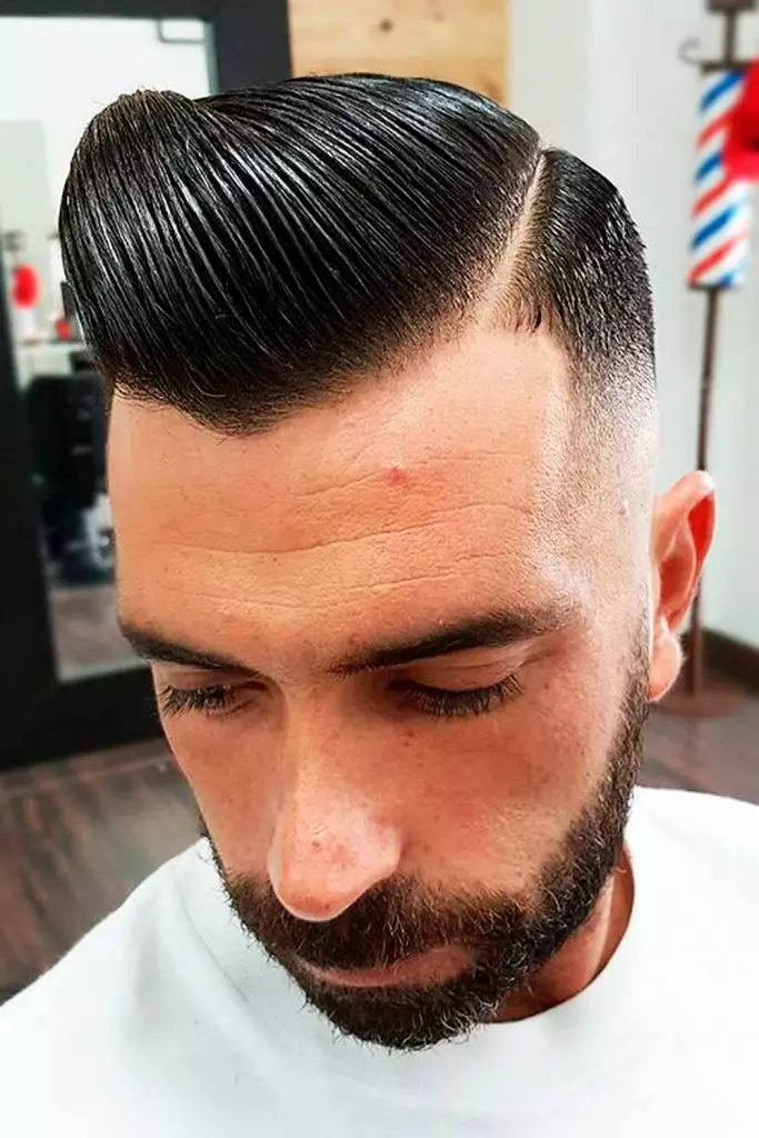 Taper Fade Low Comb Over with Pompadour Top