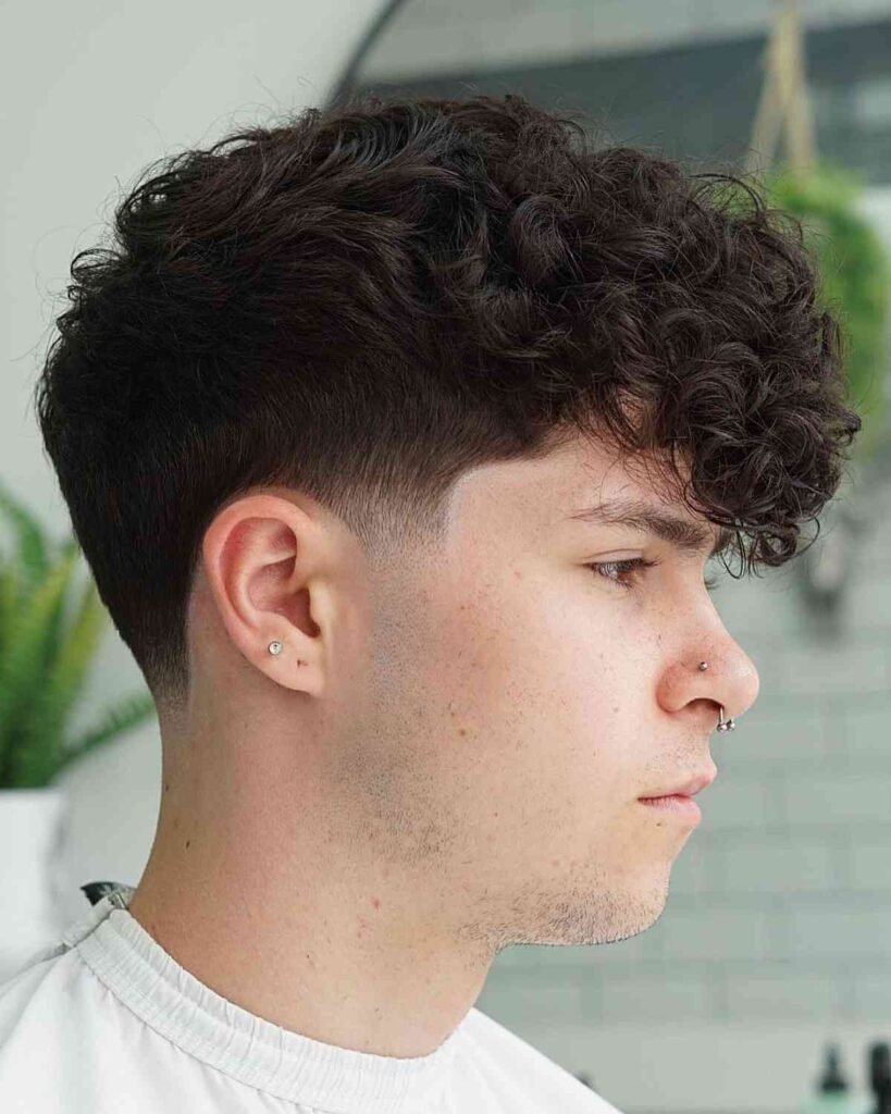 Low Taper Fade Long Curly Hair