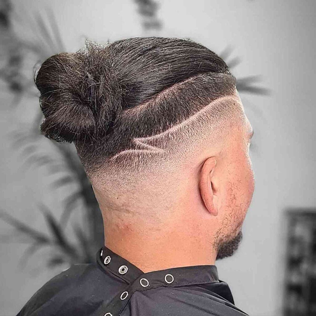 Man Bun Low Fade Haircut